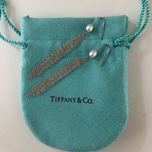 Tiffany & Co. Silver and Pearl Mesh Tassel Earrings